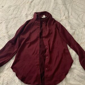 Burgundy Button-Up Blouse